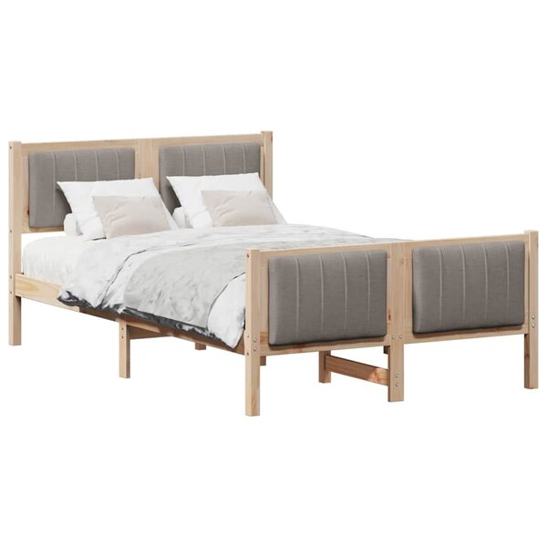 vidaXL Cadre de lit Marron et taupe 120 x 200 cm Bois massif en pin