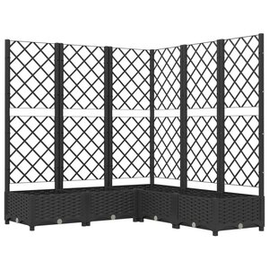 vidaXL Jardinière avec treillis noir 120x120x121 5 cm PP