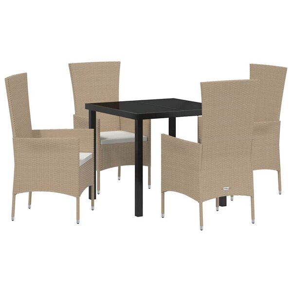 vidaXL Ensemble de salle à manger pour jardin 5 Pièces Beige polyrotin