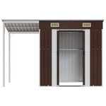 vidaXL Abri de jardin avec toit prolongé marron 277x107x181 cm acier