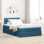 vidaXL Cadre de lit ottoman avec matelas bleu foncé 120x200 cm velours