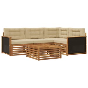 vidaXL Ensemble de canapés d'extérieur 5 pc Naturel et Beige Polyester