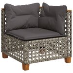 vidaXL Salon de jardin avec coussins 7 Pièces gris résine tressée