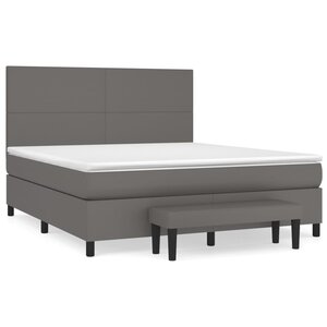 vidaXL Sommier à lattes de lit avec matelas Gris 160x200 cm Similicuir