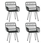 vidaXL Ensemble à manger de jardin 5 Pièces Noir Résine tressée