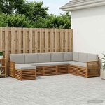 vidaXL Ensemble de canapés d'extérieur 6 Pièces Naturel et gris clair