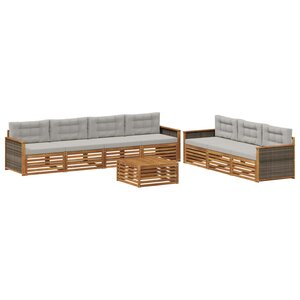 vidaXL Ensemble de canapés d'extérieur 8 pc Naturel et gris clair