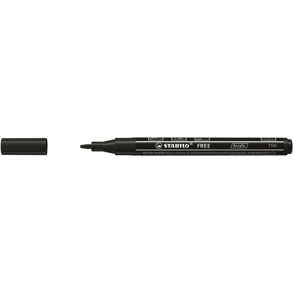Marqueur pointe fine FREE acrylic T100 noir STABILO