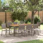 Ensemble de Salle à Manger de Jardin vidaXL 9 Pièces Gris Rattan Poly