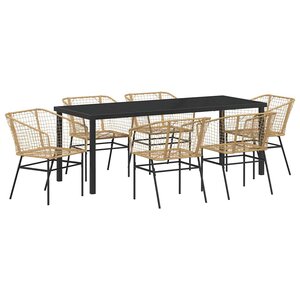vidaXL Ensemble de salle à manger pour jardin 7 Pièces Marron polyrotin