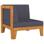vidaXL Canapé d'angle sectionnel et coussins gris foncé Bois d'acacia