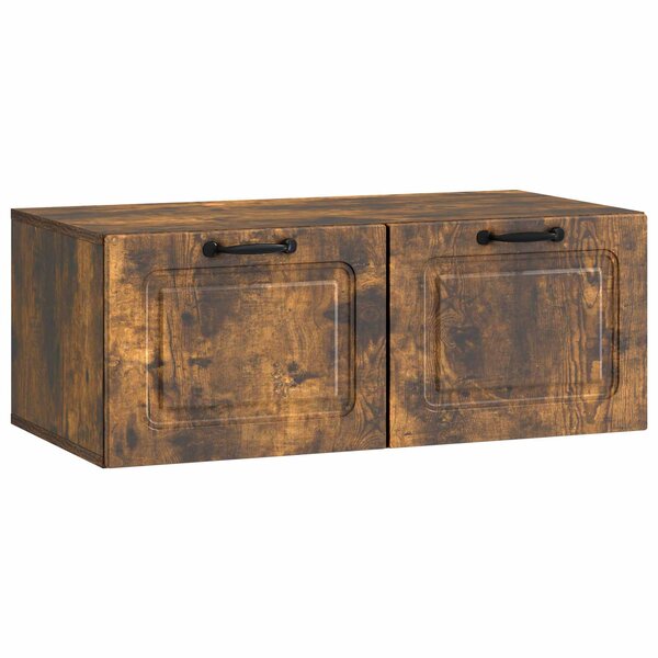 vidaXL Meuble TV mural Chêne fumé 78 5 x 41 x 30 cm Bois d'ingénierie