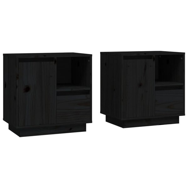 vidaXL Tables de chevet 2 Pièces Noir 50x34x50 cm Bois de pin massif