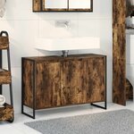 vidaXL Cabinet de salle de bain avec porte Chêne Fumé 90 x 30 x 60 cm