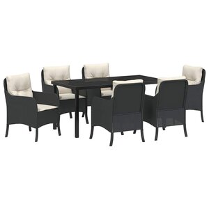 vidaXL Ensemble de salle à manger pour jardin 7 Pièces Noir polyrotin