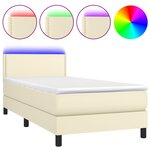 vidaXL Sommier tapissier et matelas et LED Crème 100x200 cm Similicuir