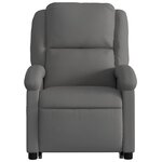 vidaXL Fauteuil inclinable de massage gris cuir véritable