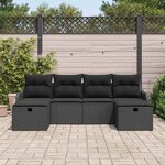 vidaXL Ensemble de Canapés avec coussin 6 Pièces Noir polyrotin