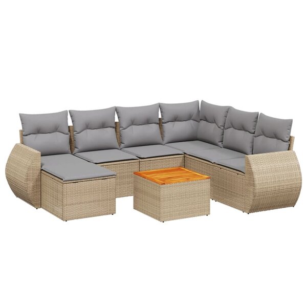 vidaXL Salon de jardin avec coussins 8 Pièces beige résine tressée