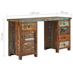 vidaXL Bureau sur pieds Bois de récupération massif 140 x 50 x 77 cm