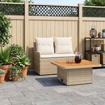 vidaXL 2 pc Canapé de jardin avec accoudoirs et table relevable