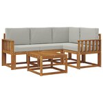 vidaXL Ensemble de canapés d'extérieur 5 pc Naturel et gris clair