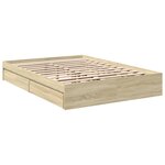 vidaXL Cadre de lit avec tiroirs sans matelas chêne sonoma 135x190 cm