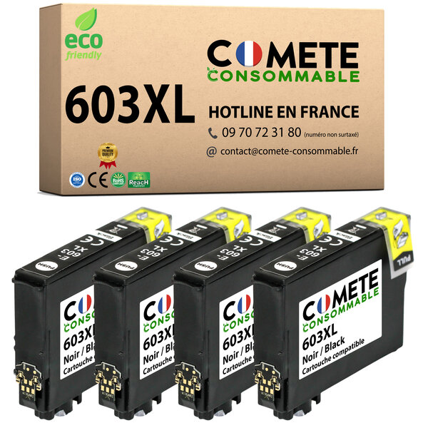 4 Cartouches noires 603XL Epson Compatibles Comete 603 XL, Entreprise Française