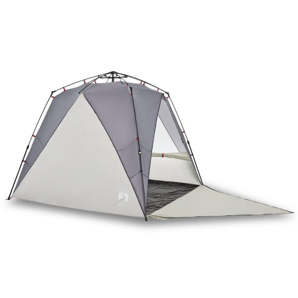 vidaXL Tente de plage 4 personnes gris libération rapide imperméable