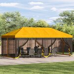 vidaXL Gazebo avec murs latéraux 6 x 3 m Jaune Polyester et Acier 190