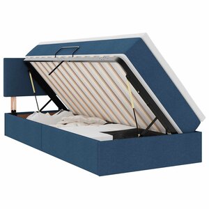 vidaXL Lit de rangement LED avec matelas Bleu 100 x 200 cm Tissu