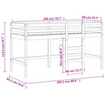 vidaXL Lit mezzanine enfants et tunnel blanc/noir 80x200cm pin massif