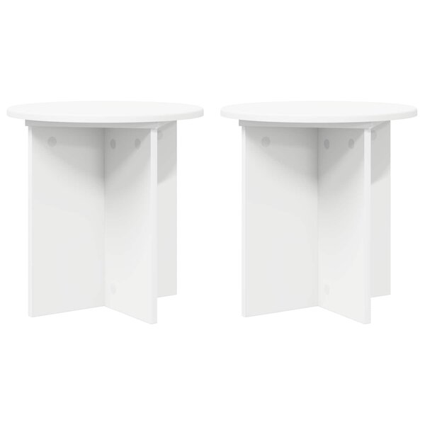 vidaXL Support de Plante 2 pièces Blanc Ø40 x 40 cm Bois d'ingénierie
