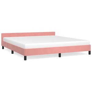 VidaXL Cadre de lit et tête de lit sans matelas rose 180x200cm velours