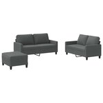 vidaXL Ensemble de canapés 3 Pièces avec coussins Gris foncé Tissu