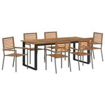 Ensemble de salle à manger de jardin 7 pièces Gris Poly Rattan Acacia