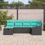 vidaXL Ensemble de Canapés avec coussin 6 Pièces Noir polyrotin