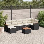 vidaXL Salon de jardin 8 Pièces avec coussins noir résine tressée