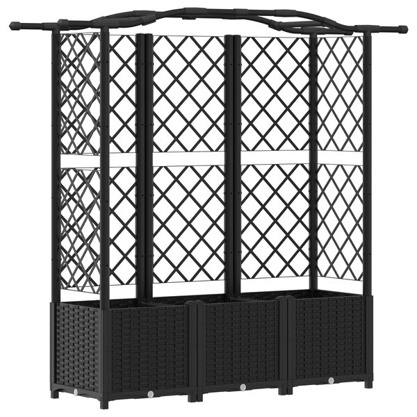 vidaXL Lit Élevé avec Treillis et Toit Noir 163 x 40 x 138 cm PP
