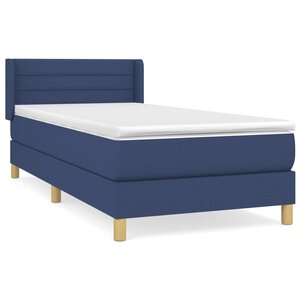 vidaXL Sommier à lattes de lit avec matelas Bleu 100x200 cm Tissu