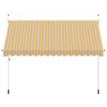 vidaXL Auvent rétractable manuel 350 cm Rayures jaunes et bleues