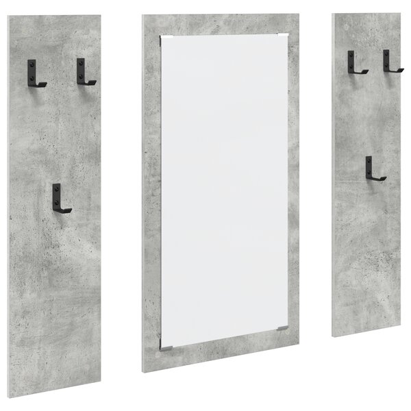 vidaXL Porte-manteau mural avec stockage avec miroir Gris béton 96 x 1 5 x 90 cm