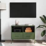 vidaXL Meuble TV vert olive 68x39x50 5 cm acier