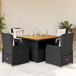 vidaXL Ensemble à manger de jardin coussins 5Pièces Noir Résine tressée
