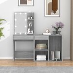 vidaXL Coiffeuse à LED avec armoire Sonoma gris Bois d'ingénierie