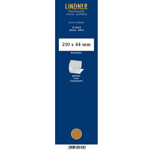 Bandes Klemmfix double soudure 210 x 44 mm pour timbres-poste. Fond - Transparent