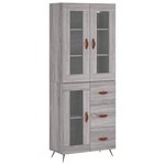 vidaXL Buffet haut Sonoma gris 69 5x34x180 cm Bois d'ingénierie