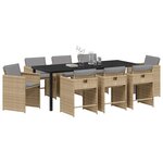 vidaXL Ensemble de salle à manger pour jardin 9 Pièces Beige polyrotin
