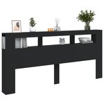vidaXL Tête de lit à LED noir 220x18 5x103 5 cm bois d'ingénierie