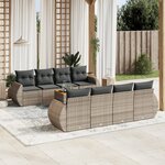 vidaXL Salon de jardin 9 Pièces avec coussins gris résine tressée